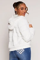 Womens Satin Lined Faux Fur Hooded Jacket, White, Size XL