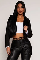 Womens Faux Fur Trim Suede Moto Jacket, Black,