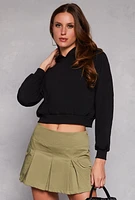 Womens Fleece Lined Cropped Pullover Hoodie, L