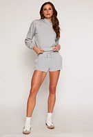 Womens Fleece Lined Cropped Pullover Hoodie, Grey, Size S