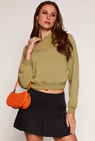 Womens Fleece Lined Cropped Pullover Hoodie,