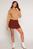Womens Fleece Lined Cropped Pullover Hoodie,