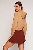 Womens Fleece Lined Cropped Pullover Hoodie,