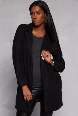 Womens Iris Collared Open Front Coat, Black, Size S