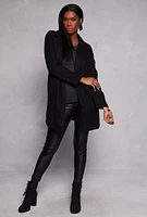 Womens Iris Collared Open Front Coat, Black, Size S
