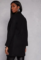 Womens Iris Collared Open Front Coat, Black, Size S