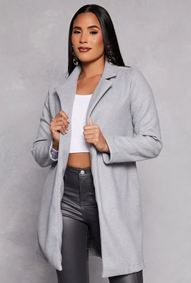 Womens Iris Collared Open Front Coat, Grey, Size S