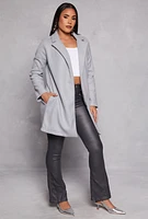 Womens Iris Collared Open Front Coat, Grey, Size S