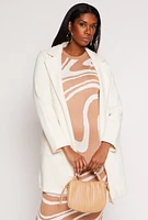 Womens Iris Collared Open Front Coat, White, Size M