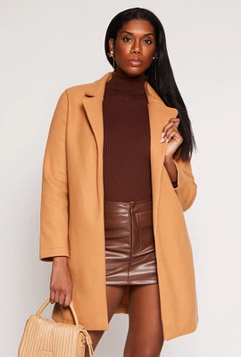 Womens Iris Collared Open Front Coat, Brown, Size S