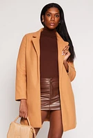 Womens Iris Collared Open Front Coat, Brown, Size S