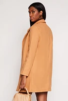 Womens Iris Collared Open Front Coat, Brown, Size S