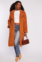 Womens Collared Sherpa Teddy Coat,