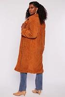 Womens Collared Sherpa Teddy Coat,