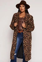 Womens Sherpa Leopard Print Teddy Coat, M