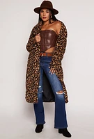 Womens Sherpa Leopard Print Teddy Coat, M