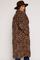 Womens Sherpa Leopard Print Teddy Coat, M