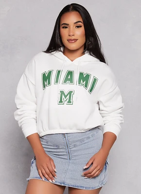 Womens City Graphic Hooded Pullover Sweatshirt, White, Size M