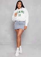 Womens City Graphic Hooded Pullover Sweatshirt, White, Size M