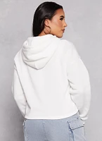 Womens City Graphic Hooded Pullover Sweatshirt, White, Size S