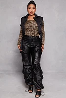 Womens Almost Famous Quilted Snap Button Front Vest, Black, Size L