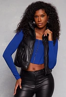 Womens Almost Famous Faux Leather Zip Front Vest, Black, Size XL