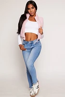 Womens Almost Famous Sherpa Cropped Vest, Pink, Size L