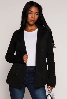 Womens Double Breasted Peacoat, Black, Size XL