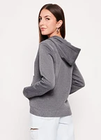 Womens Basic Zip Front Hoodie, Grey,