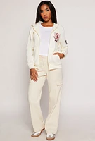 Womens California 1996 Graphic Zip Front Hoodie, White, Size S
