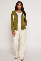 Womens California 1996 Graphic Zip Front Hoodie, Green, Size M