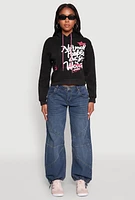 Womens Be Weird Graphic Hooded Sweatshirt, Black, Size S