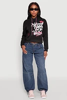 Womens Be Weird Graphic Hooded Sweatshirt, Black, Size S