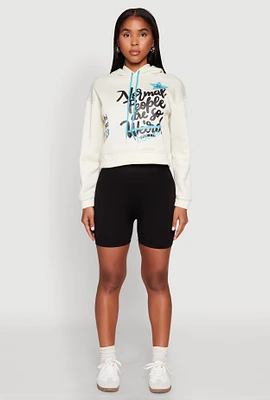 Womens Be Weird Graphic Hooded Sweatshirt, White, Size XL