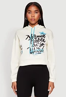 Womens Be Weird Graphic Hooded Sweatshirt, White, Size XL