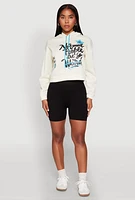 Womens Be Weird Graphic Hooded Sweatshirt, White, Size XL