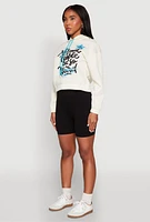 Womens Be Weird Graphic Hooded Sweatshirt, White, Size XL