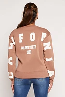 Womens California Back Graphic Pullover Sweatshirt, Brown, Size M