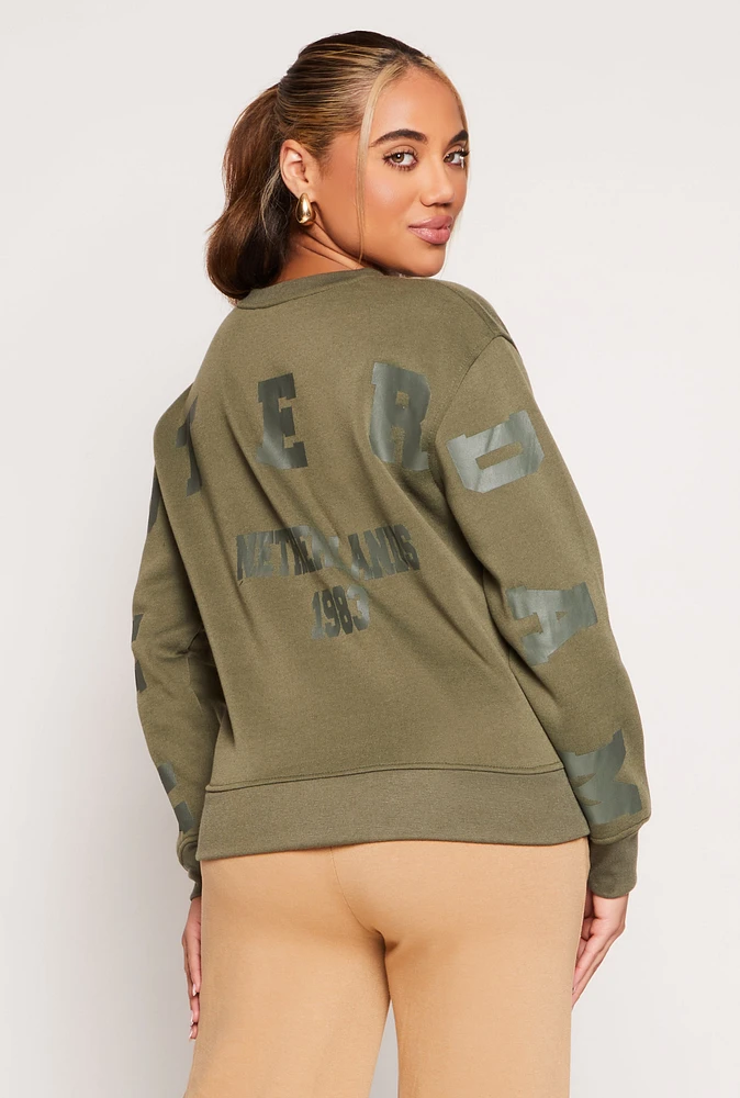 Womens Amsterdam Graphic Back Sweatshirt, Green, Size S