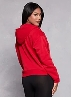 Womens Fleece Zip Front Hooded Sweatshirt, Red, Size M