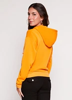 Womens Fleece Zip Front Hooded Sweatshirt, Orange, Size M
