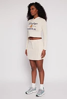 Womens Cowboys and Tequila Hooded Crop Top, Beige, Size L