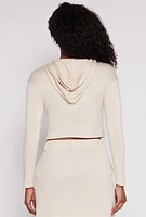 Womens Cowboys and Tequila Hooded Crop Top, Beige, Size L