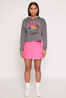 Womens Fleece Paris Graphic Pullover Hoodie, Grey, Size M