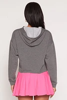 Womens Fleece Paris Graphic Pullover Hoodie, Grey, Size M
