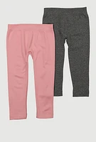 Toddler Girls Rhinestone Bow Fleece Leggings 2 Pack, Multi