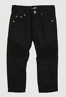 Toddler Boys Solid Moto Jeans, Black, Size 3T