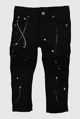 Toddler Boys Paint Splatter Moto Jeans, Black, Size 2T