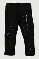 Toddler Boys Paint Splatter Moto Jeans, Black, Size 3T