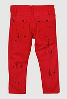 Toddler Boys Paint Splatter Moto Skinny Jeans, Red, Size 2T